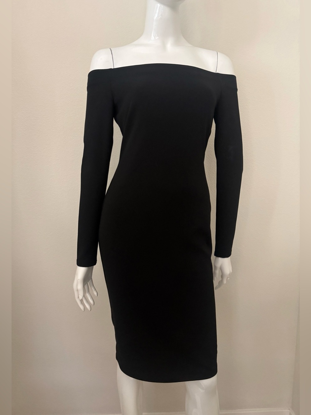 Eliza J Black Off-Shoulder Long Sleeve Sheath Dress